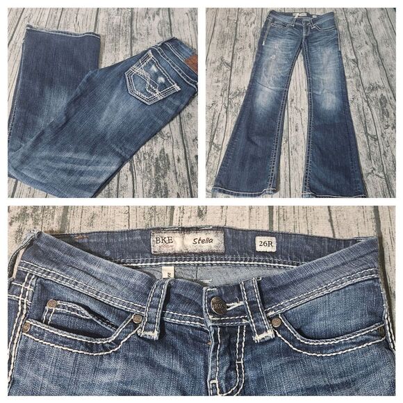 Buckle Denim - BKE Jeans Womens 30X31 Blue Stella Flare Bootcut Distressed Mid Rise Zip City